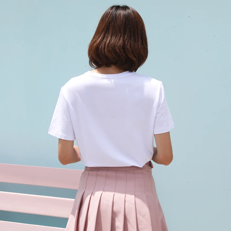 2019 Женская хлопковая футболка с коротким рукавом женские повседневные корейские