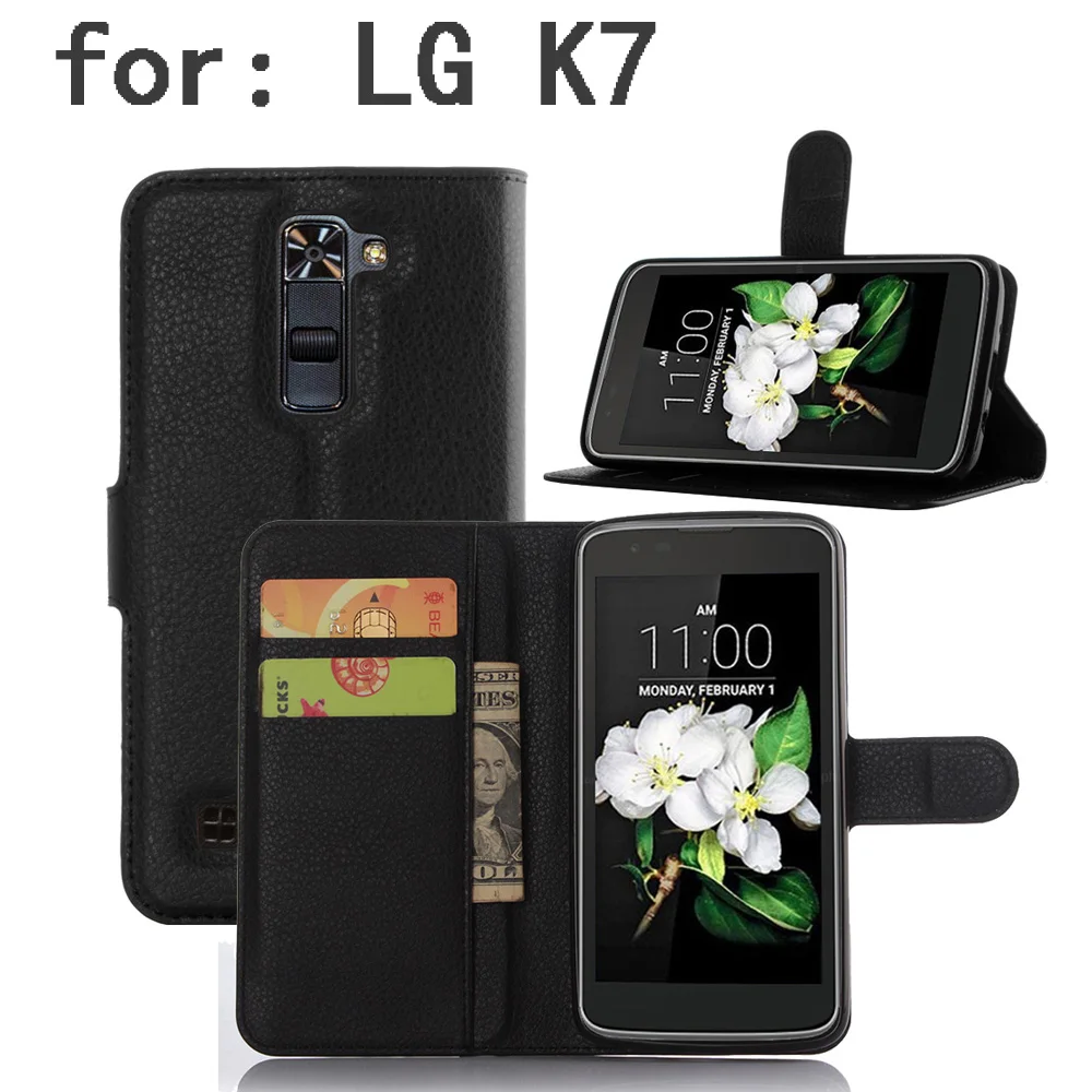 Заводская цена Роскошный кожаный флип-чехол для телефона чехол LG K7/M1 сумка черный