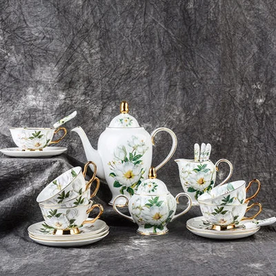 1 set Костяной фарфор, кофейная чашка, керамическая чайная чашка, Европейский чайный набор, английский послеобеденный чайный набор, чашка с блюдцем, домашний заварник, подарки для женатых - Цвет: 1 set