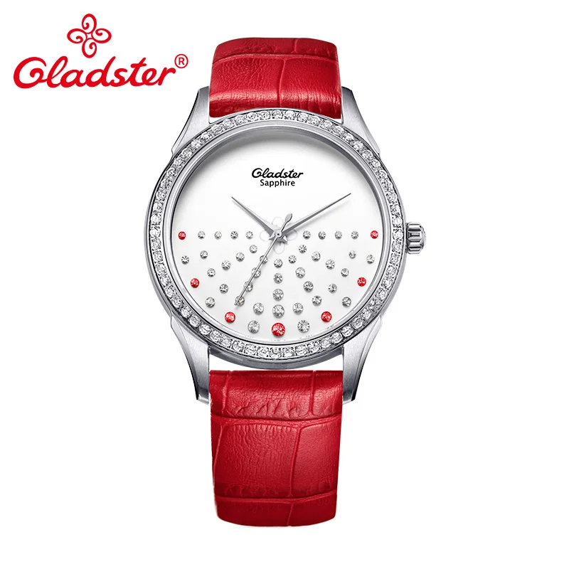 Gladster роскошные японские MIYOTA 2039 Кристальные женские часы под платье золотые