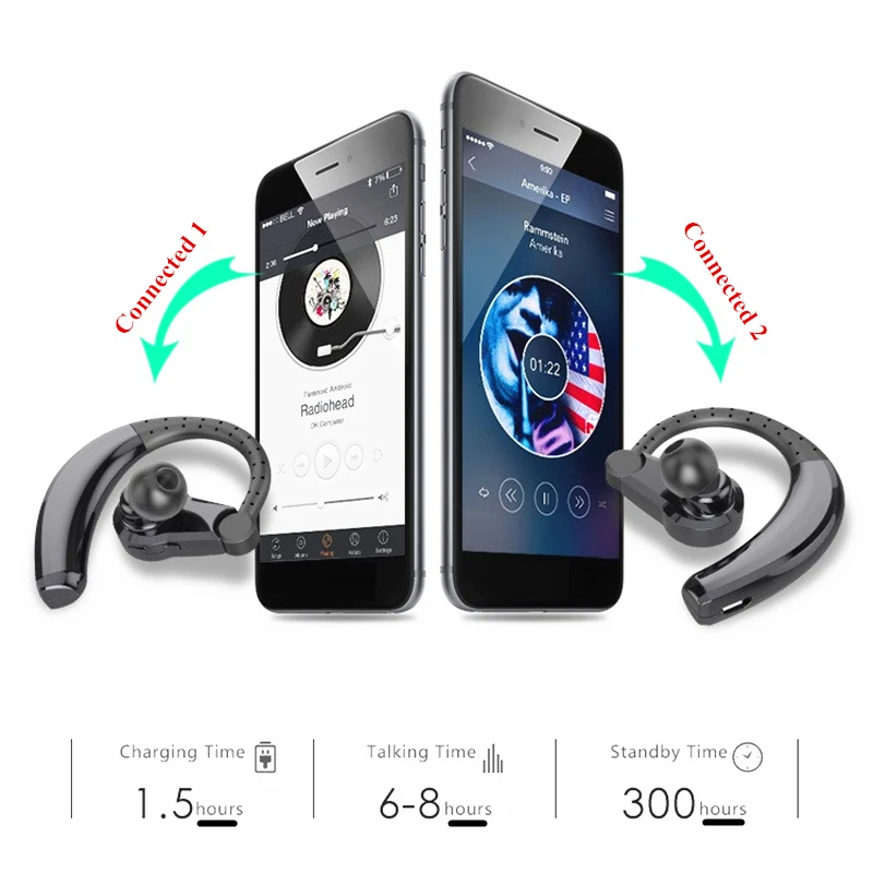 Близнецы Шум отмена True Беспроводной Bluetooth наушники для телефона HD музыка