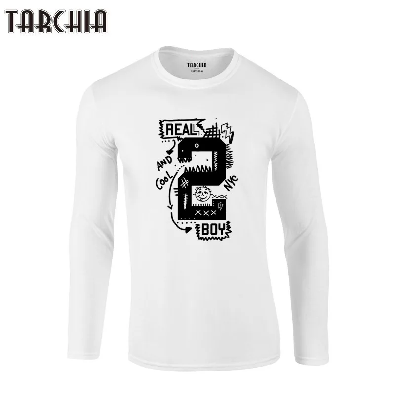 Мужская футболка TARCHIA новинка 2021 хлопковые топы с длинным рукавом Нью Йорк