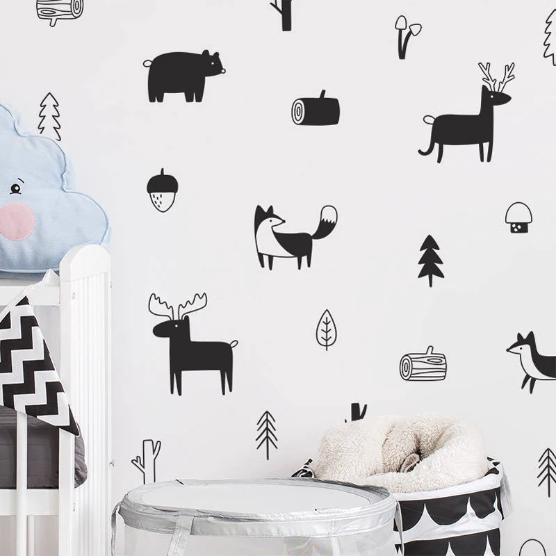 Настенные стикеры в скандинавском стиле с лесными животными лесное дерево для