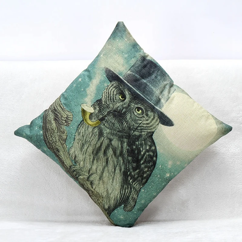 Новый чехол для подушки с принтом Совы и шляпы наволочка из хлопка льна | Дом сад