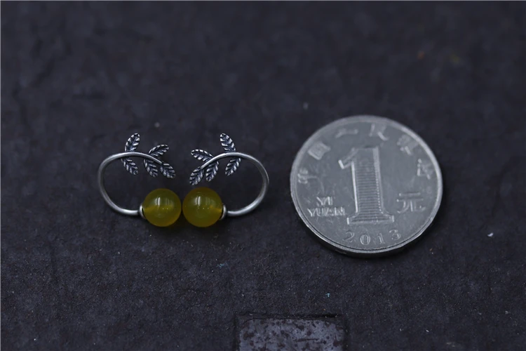 Женские винтажные серьги гвоздики C & R из настоящего серебра 925 пробы с желтым