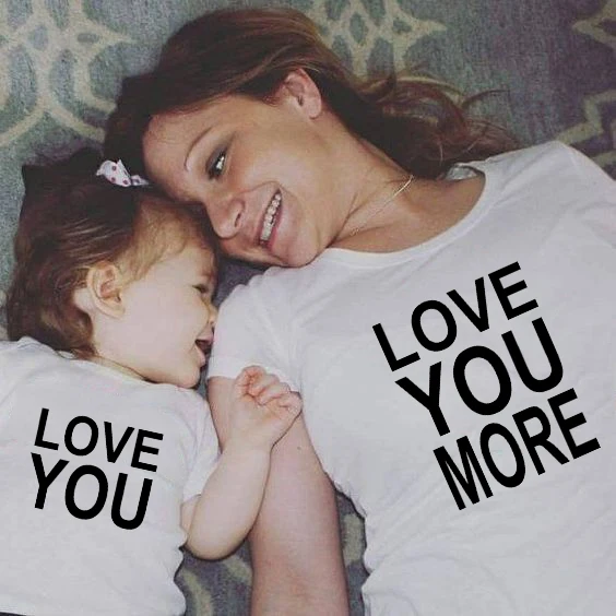 

1 шт., летняя повседневная рубашка для мамы и дочки, с надписью «Love You & Love You More», футболки в тон