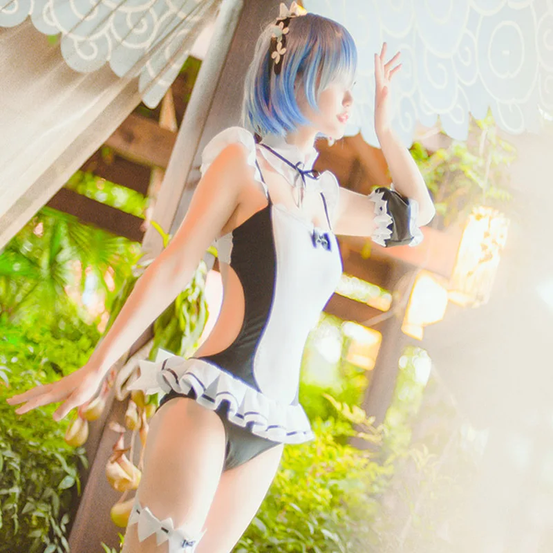 Anime Re: Life a Different World from Zero Ram Rem Fanart Cosplay Costume Kawaii Swimsuit Re:Zero kara Hajimeru Isekai Seikatsu |