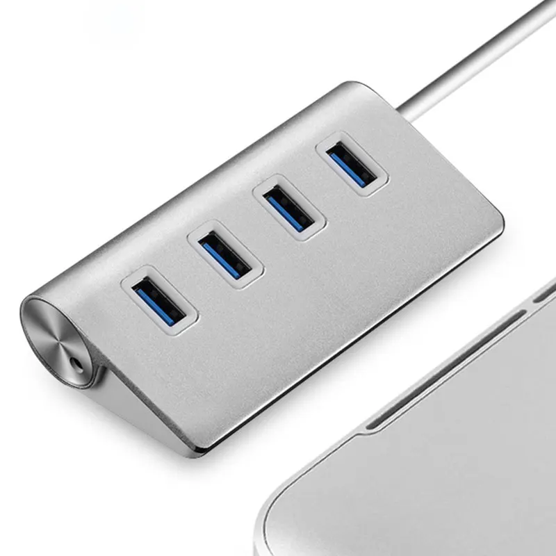 EASYA Мульти USB 3,0 концентратор адаптер портативные концентраторы USB разветвитель 4 порта 5 Гбит/с Алюминиевый сплав серебро для портативных ПК Компьютерное использование