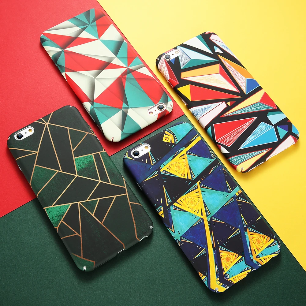 Kisscase Корпус для iPhone 6S 6 7 8 Plus 5 5S Жесткий ПК Обложка Геометрический Rhombus Абстрактные