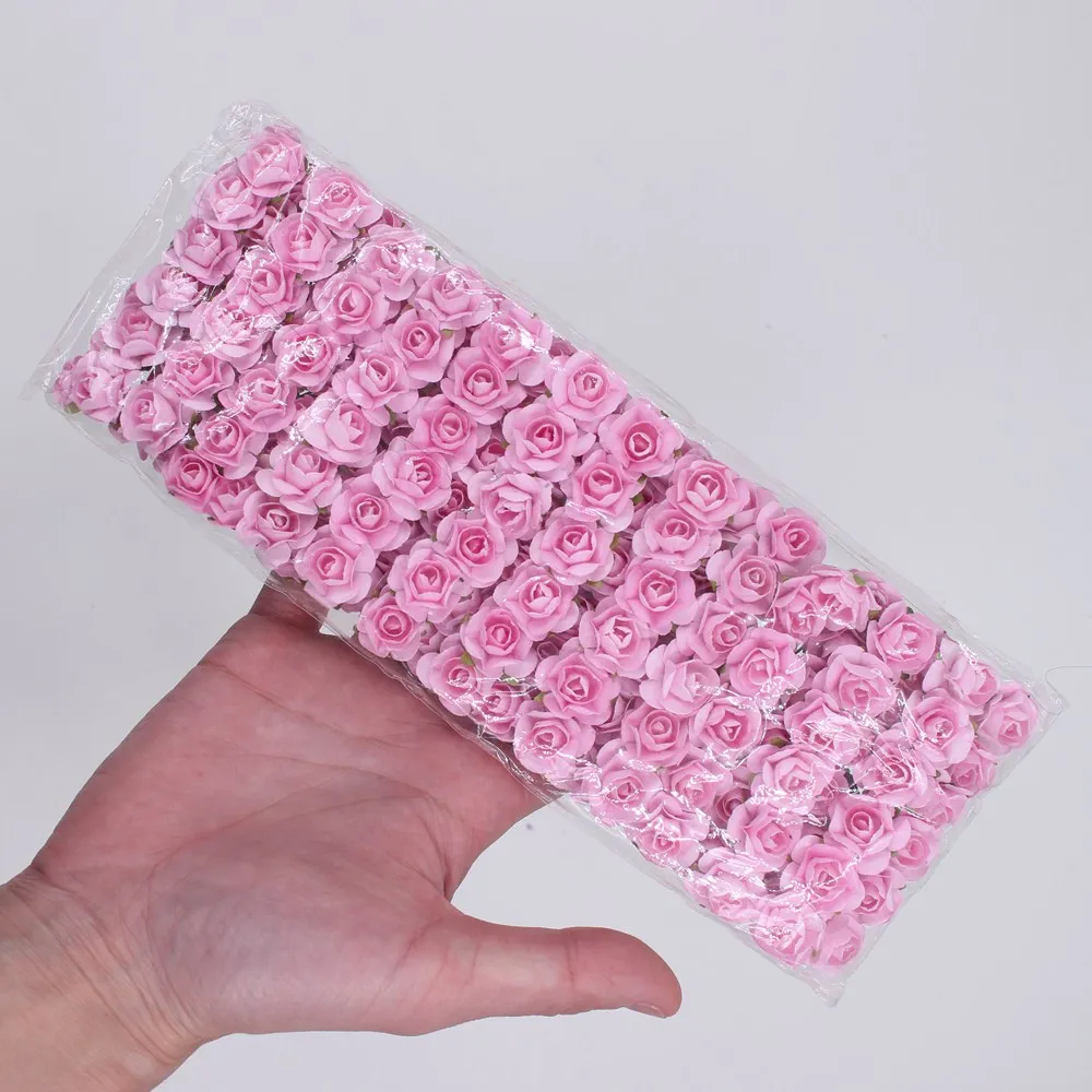 Искусственные мини бумажные розы 144 шт. 1 5 см Букет DIY венок скрапбук свадебное
