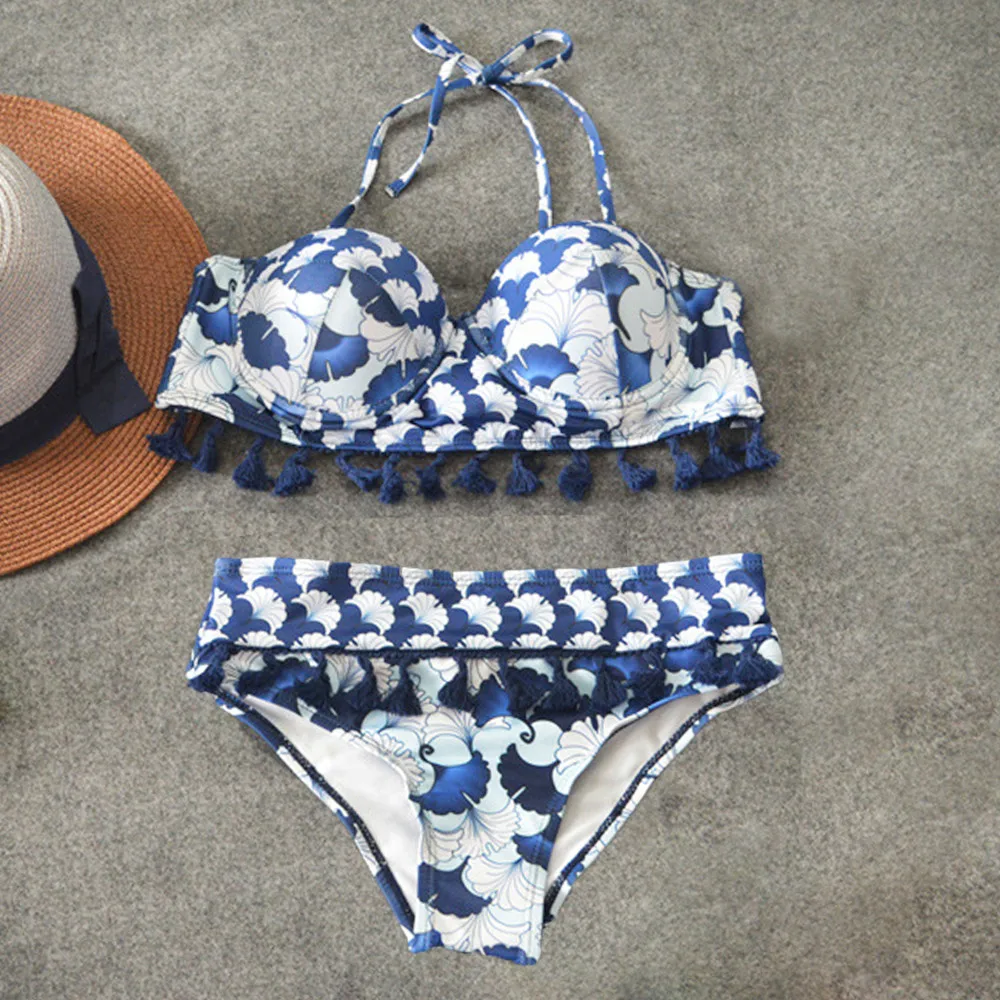 Летний сексуальный купальник новый из двух частей бикини с кисточками пляжный