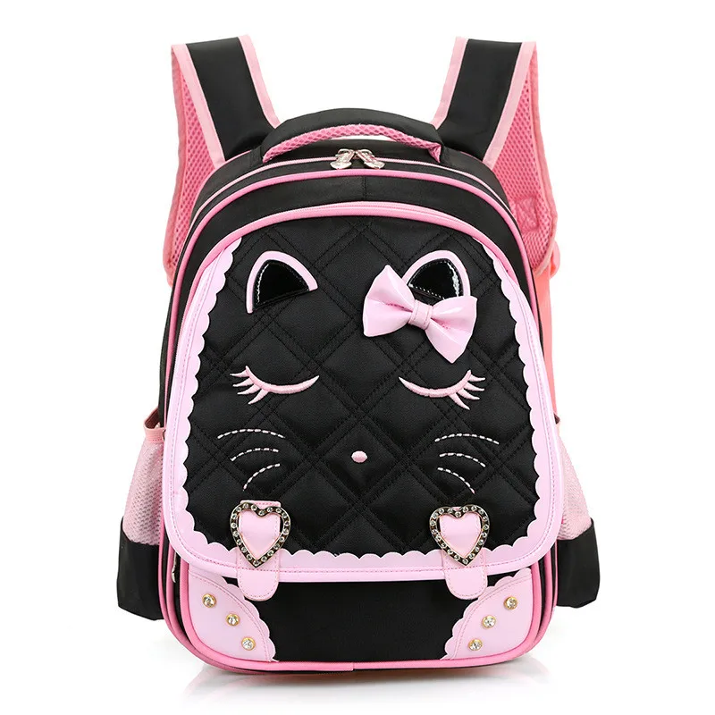 Девочки Школьные Сумки Детей Рюкзак Первичной Ортопедические Bookbag Принцесса Ранцы Mochila Infantil sac dos enfant ортопедический рюкзак школьные рюкзаки для девочек портфель для школы сумки для девочек - Цвет: black small