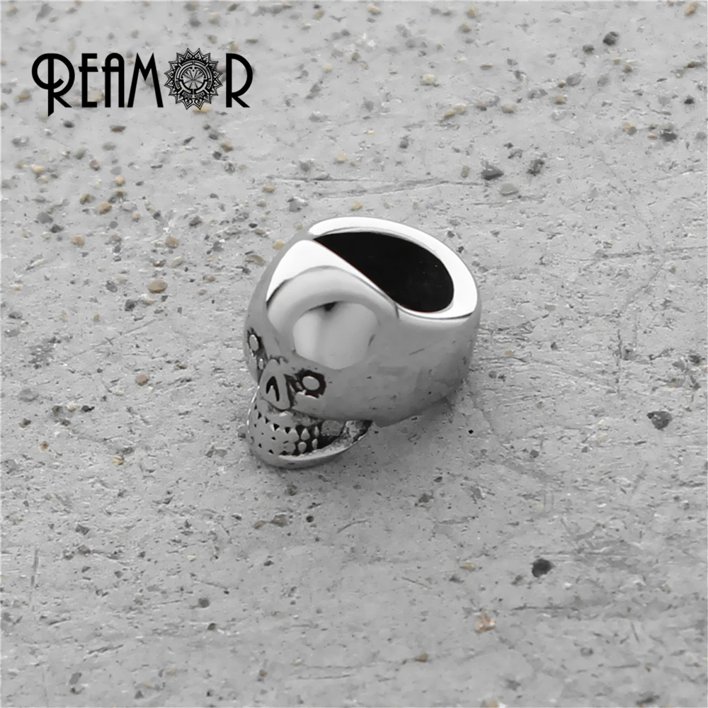 Круглые бусины из нержавеющей стали REAMOR 316L готические в стиле панк с черепами