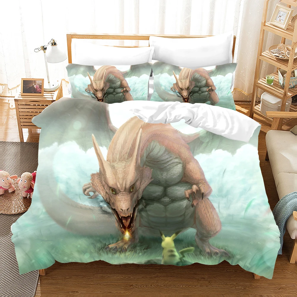 Pokemon Cartoon anime 3d bedding set Duvet Covers Pillowcases pikachu 3pcs Anime comforter bedding sets bedclothes bed linen