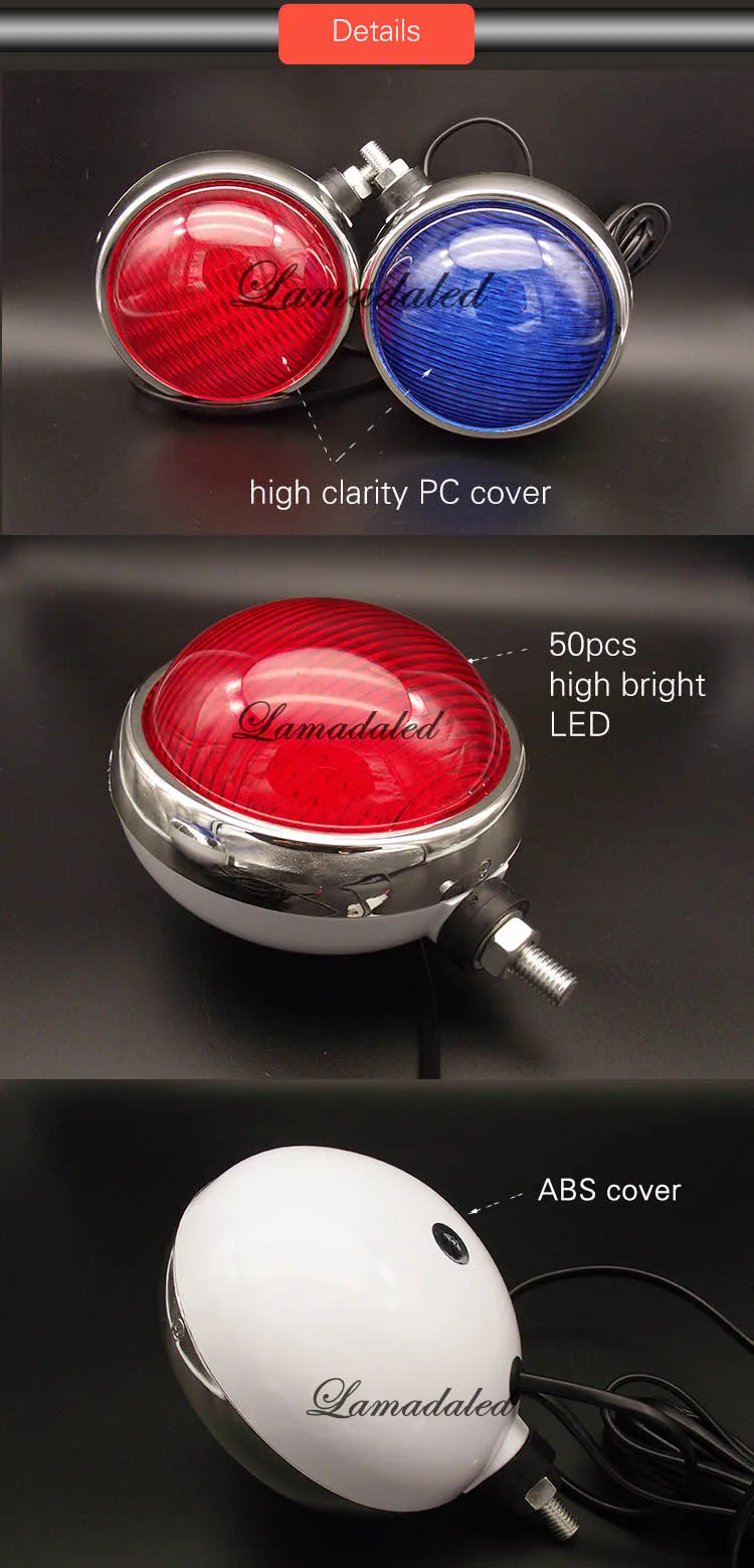 12 V/24 V красный синий круглый 2X50led высокий яркий полицейский Мотоцикл СВЕТОДИОДНЫЕ стробоскопы патрульный мотоцикл стороны благодаря фронтальной вспышке сигнальная лампа