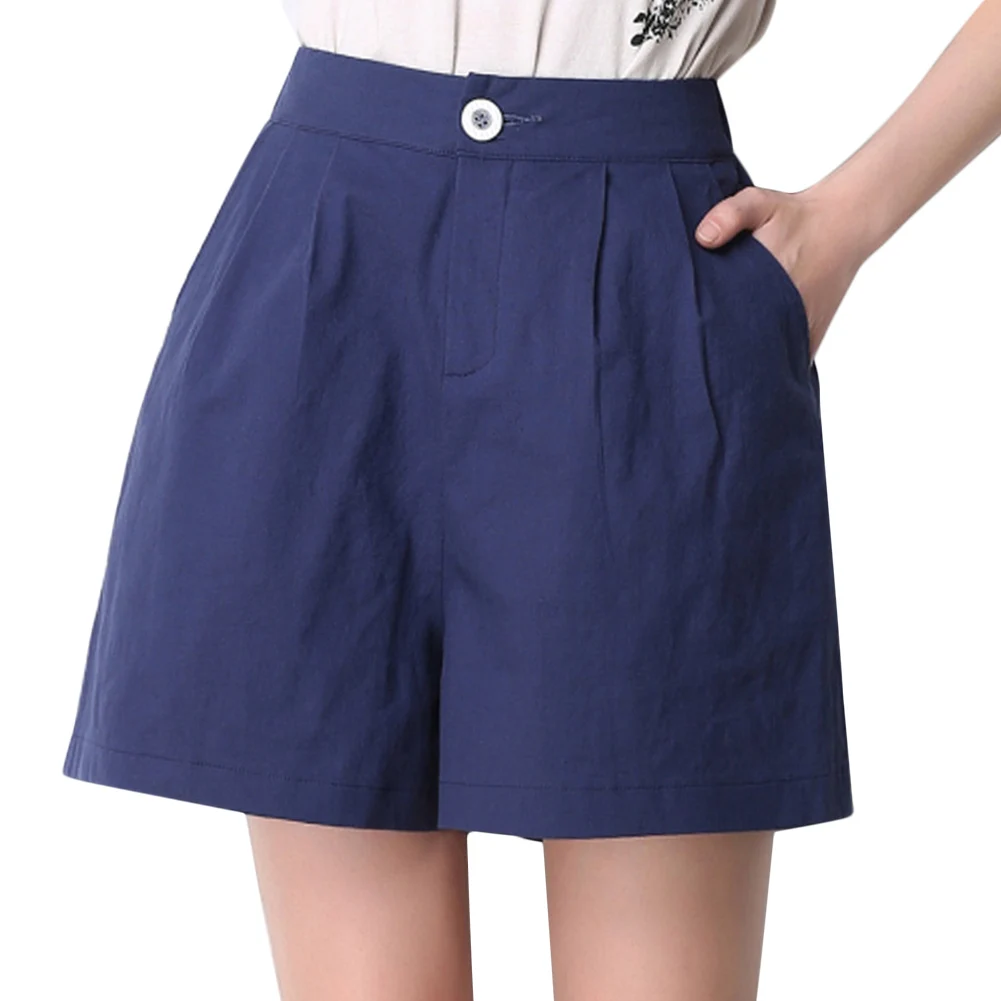 Новые модные короткие женские летние повседневные свободные хлопковые льняные