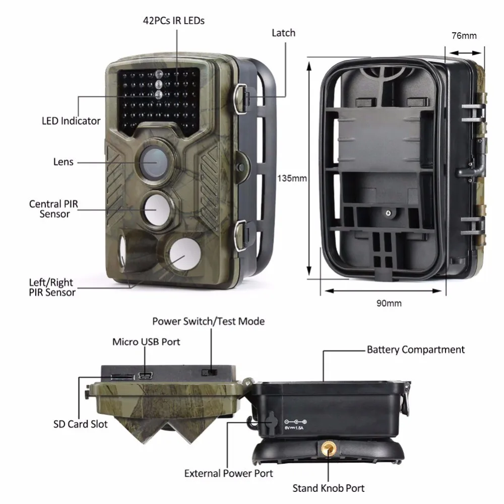 PR 800 на открытом воздухе Охота Камера 12MP/8MP/5MP 1080P HD 0.5S Время срабатывания