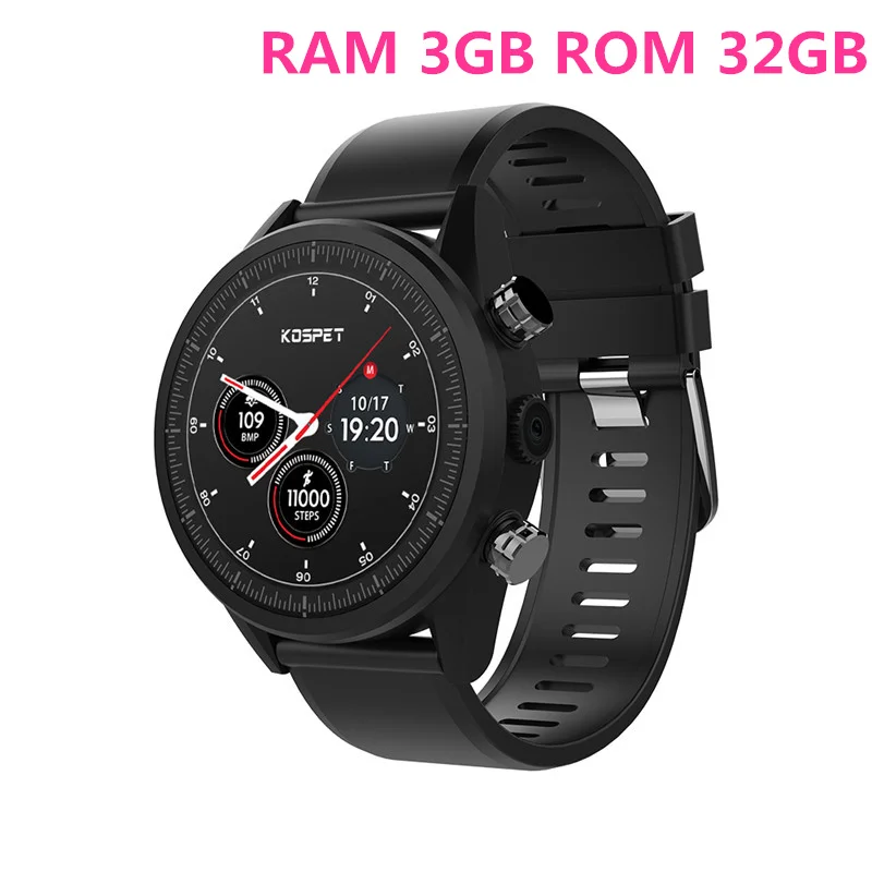 BLACK Kospet Hope 4 г Smartwatch для мужчин 1,39 ''android 7,1 MTK6739 ядра 1,3 ГГц 3 ГБ оперативная память 32 Встроенная 8.0MP камера для женщин Смарт часы телефон - Цвет: BLACK