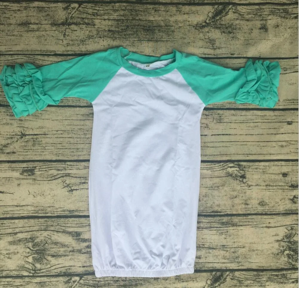 Детское мягкое трикотажное хлопковое Ночное платье с рукавами-реглан оборками