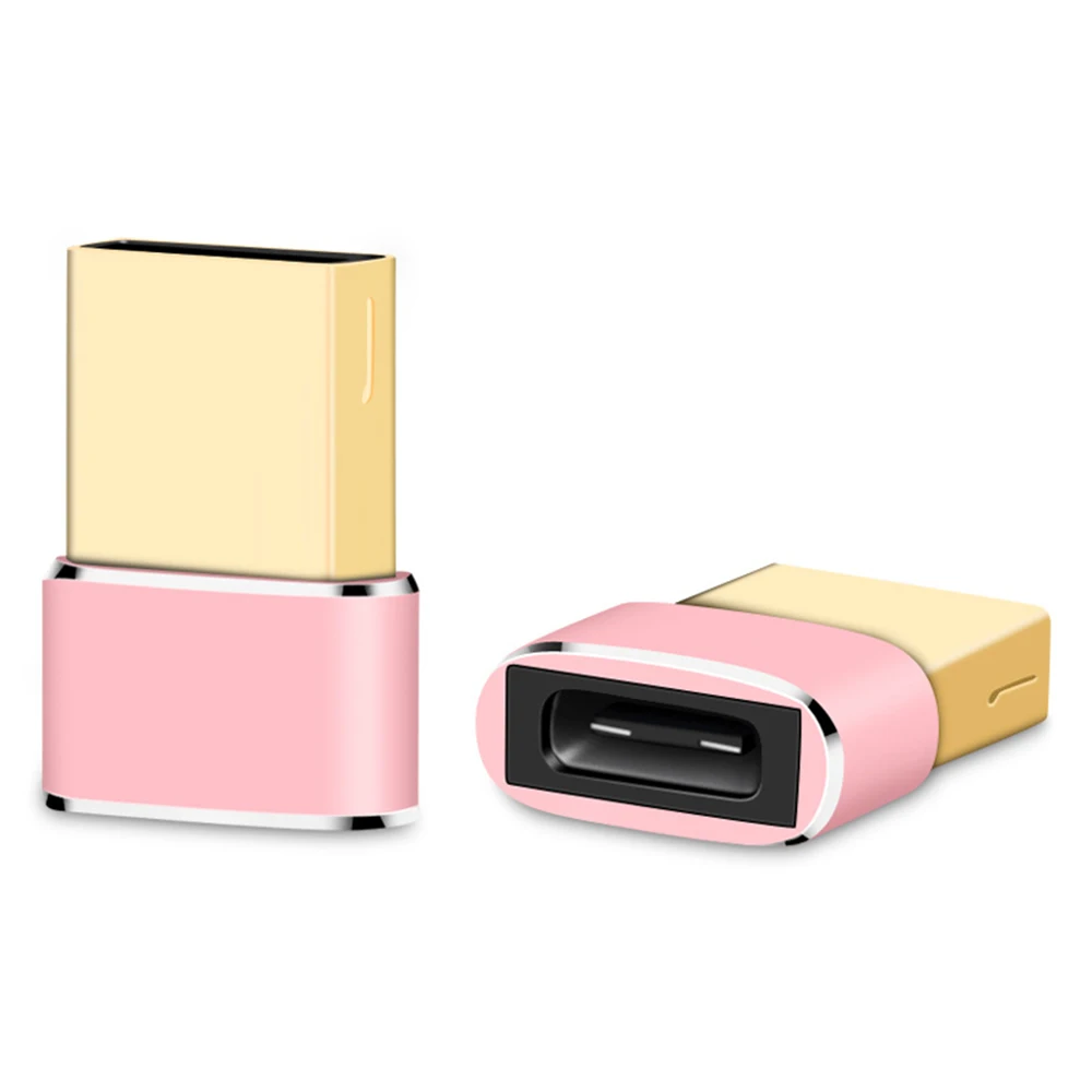 rose gold USB-C Data Charger USB Male To USB Type C Female OTG Adapter Converter Type-c Cable Adapter for Xiaomi Huawei Samsung Oneplus - Color: rose gold