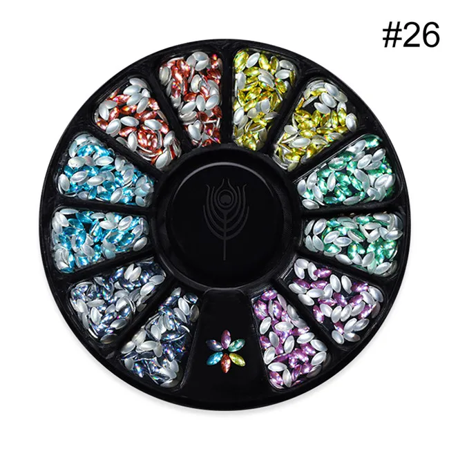 pattern26 Смешанный цветной блеск камень ногтей горный хрусталь маленькие бусины разной формы Маникюр 3D украшение для ногтей в колеса аксессуары - Цвет: pattern26