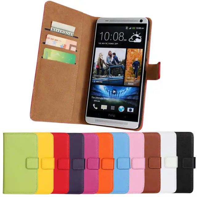 Genuine Leather Case For HTC One MAX T6 Book Wallet Style Magnetic Design With Card Slot Flip Stand Phone Cover Shell Skin |
