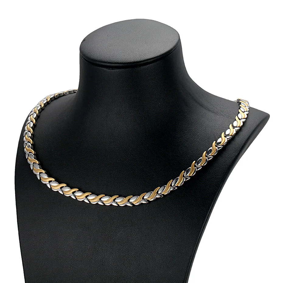 necklace Rainso Магнитный комплект ювелирных изделий Голограмма Мощность ожерелья для мужчин браслеты цепи и ссылка классические свадебные здоровья ювелирн - Окраска металла: necklace