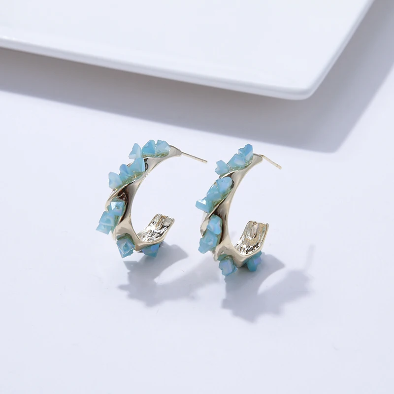 Yhpup Мода корейский бренд медь изысканные серьги-гвоздики кристалл 16 K