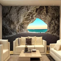 custom photo wallpaper 3d stereo cave seaside landscape murals living room restaurant background wall painting papel de parede