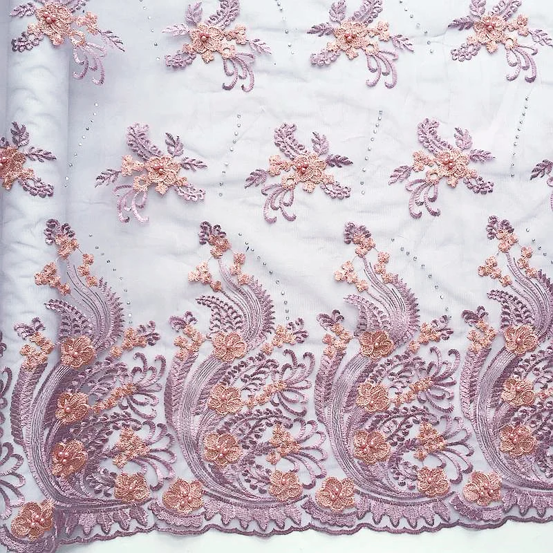 

Nigerian Beaded Royal Blue Lace Fabric Latest Africa Lace High Quality Lace Fabric Purple Tulle Mesh Net Cord Lace In 2018