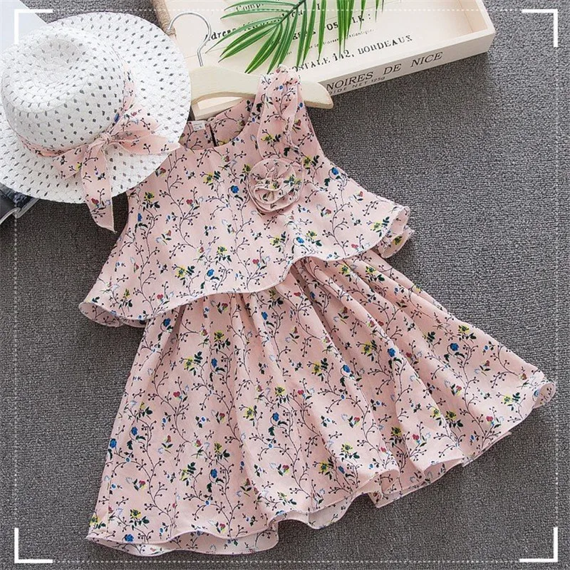 2019 girls summer dress fashion cotton print sleeveless party dresses for kids birthdays clothing beach 1-4T | Детская одежда и