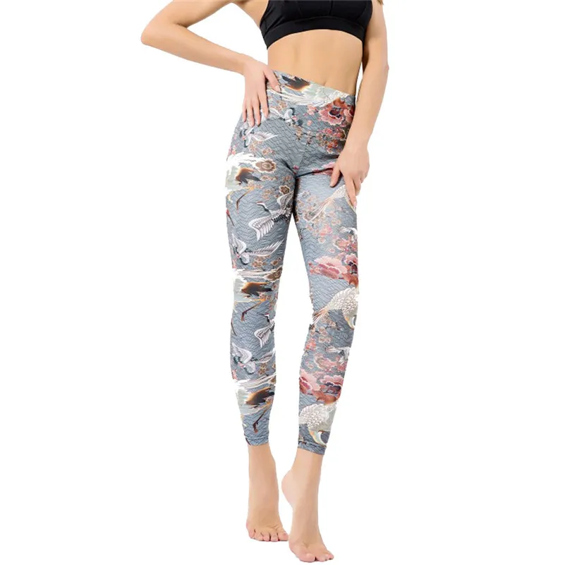 Леггинсы для йоги дышащие быстросохнущие брюки с цифровым красным короном и