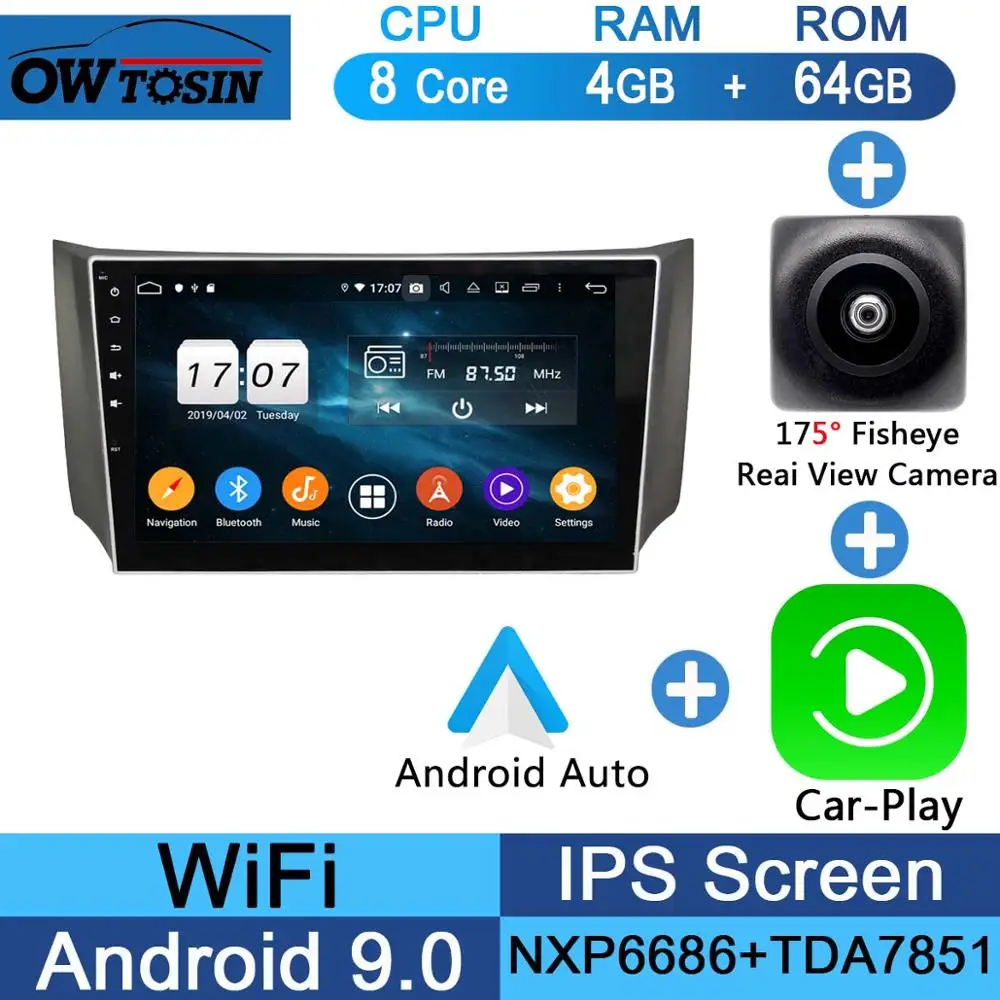 Fisheye Carplay n A 10," ips 8 ядерный 4G+ 64G Android 9,0 автомобильный DVD радио gps для Nissan SYLPHY B17 Sentra 2012 2013 DSP CarPlay - Цвет: Fisheye Carplay n A