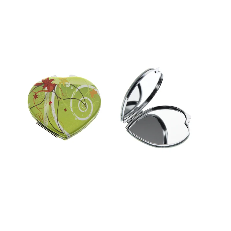 

7cm Heart Double Sided Stainless Steel Portable Folding Ladies Compact Mirror For Women Girls Kids Children