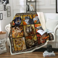 3d wolf blanket plush throw blanket for beds sofa noble animal print bedding sherpa blanket