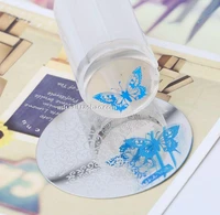 30pcslot new white jelly silicone nail stamp stamping stampernail plate tool clear nail stamper with scraper 2 8cm