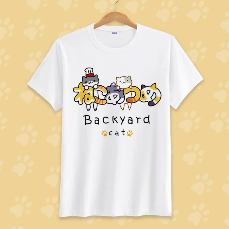 Новый милый Неко Atsume Косплей Футболка аниме футболка мужская женская летняя с