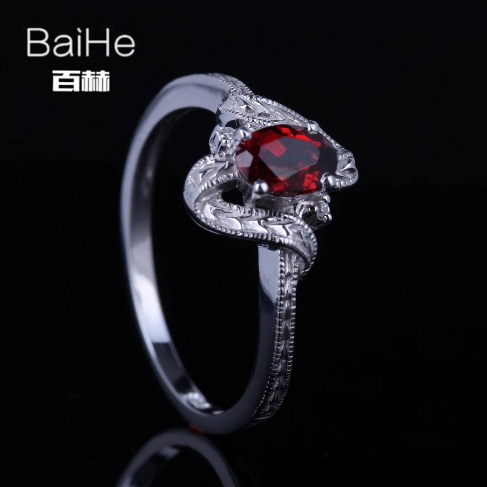 BAIHE Solid 14K белое золото 0.6CT Сертифицированный красный/безупречный 100% натуральный