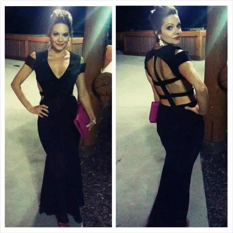 free shipping New high-end women's wholesale back cross sexy nightclub strapless dresses deep V halter Prom Dresses | Свадьбы и