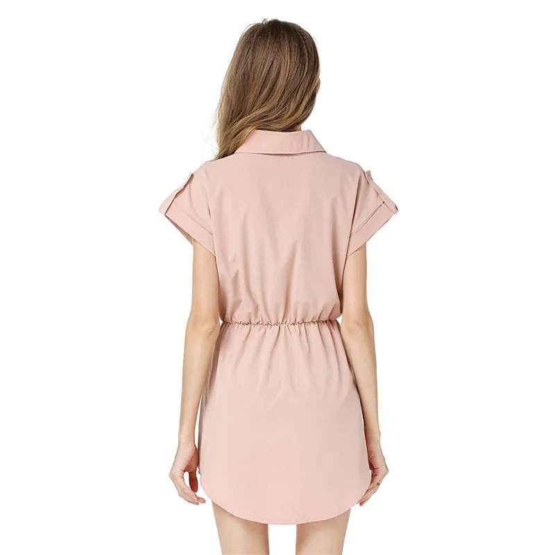 2017 новый летний женщин рубашка dress винтаж твердые элегантный casual офисные платья с