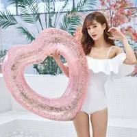 inflatable giant sequins heart love swimming ring with glitters summer party pool float mattress toys beach party kid adult gift