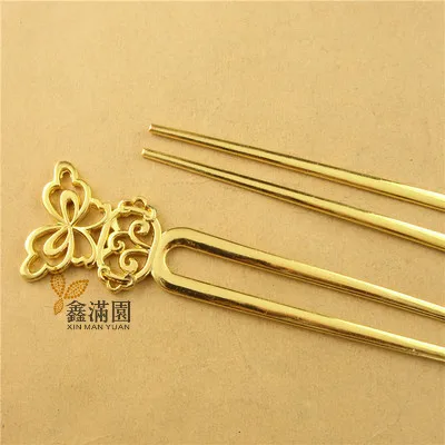 A3608 gold 10Pcs Vintage Hair Stick Metal Alloy Kanzashi Japanese Hair Sticks for Women YW0006 - Окраска металла: A3608 gold