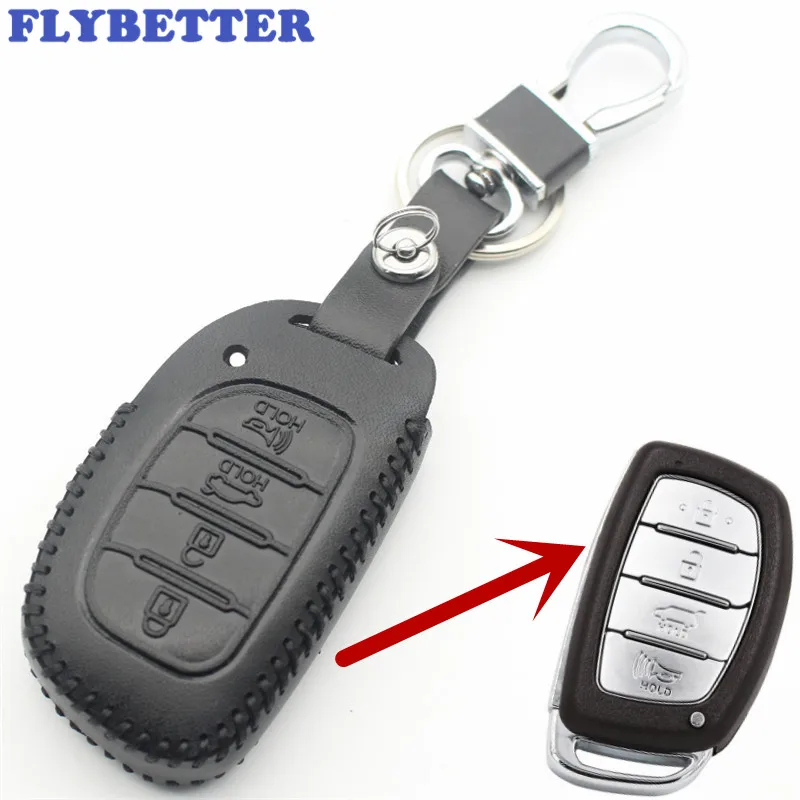 FLYBETTER чехол для смарт ключей с 4 кнопками из натуральной кожи Hyundai IX25/IX35/Elantra/Sonata/I40