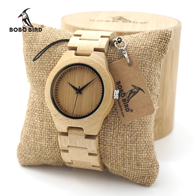 

BOBO BIRD Women's Bamboo Wooden Wrist Watch With Full Wood Links Ladies' Unique Casual Quartz Watches