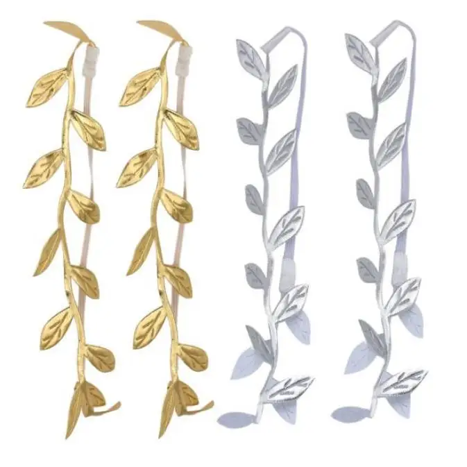 Новинка 2017 эластичная повязка на голову с золотыми и серебряными листьями модный