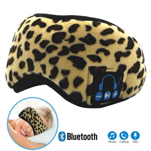 Leopard JINSERTA беспроводной Bluetooth 5,0 стерео наушники мягкая моющаяся маска для сна наушники музыкальный плеер с микрофоном Поддержка громкой связи - Цвет: Leopard