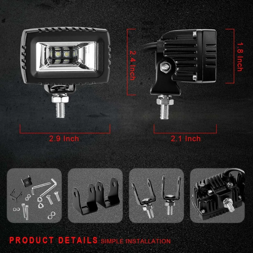 KRATOR 2PCS 20W Flood Led Light Bar Pods 1000 Lumens 6500K Off Road Backup Driving Lights Fog Lamp for SUV Bumper ATV on - 2 шт. прожектора KRATOR 20W Flood Led Light Bar Pods 1000 люмен 6500K для внедорожников, заднего хода и дневных ходовых огней для ба