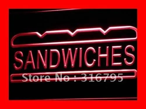 

i413 Sandwiches Cafe Shop Bar Pub NEW LED Neon Light Light Signs On/Off Swtich 20+ Colors 5 Sizes