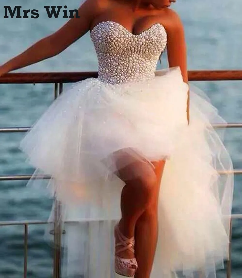 Vestido De Noiva сексуальные 2015 новые уникальные жемчужные милые из белого тюля