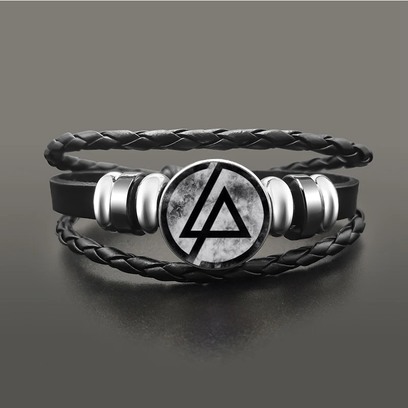 26 Хип-Хоп рок Linkin Park кожаный браслет со стеклянным куполом кабошон браслеты с кнопками браслет панк для мужчин и женщин ювелирные изделия - Окраска металла: 26